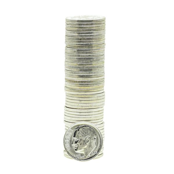 Roll of (50) Brilliant Uncirculated 1962 Roosevelt Dime Coins