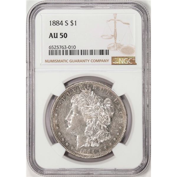 1884-S $1 Morgan Silver Dollar Coin NGC AU50