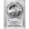 Image 2 : 2021 Type 2 $1 American Silver Eagle Coin PCGS MS70 Damstra Signature First Strike