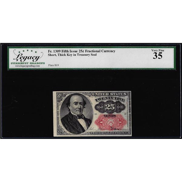 1874 Fifth Issue Twenty-Five Cent Fractional Note Fr.1309 Legacy Very Fine 35