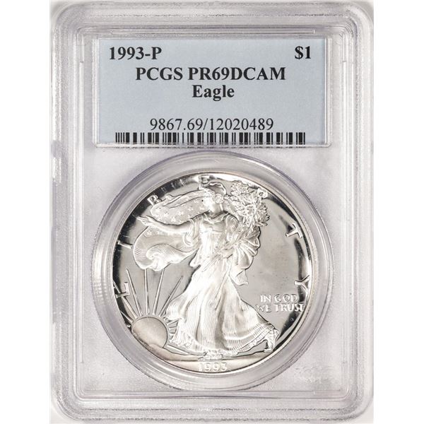 1993-P $1 Proof American Silver Eagle Coin PCGS PR69DCAM