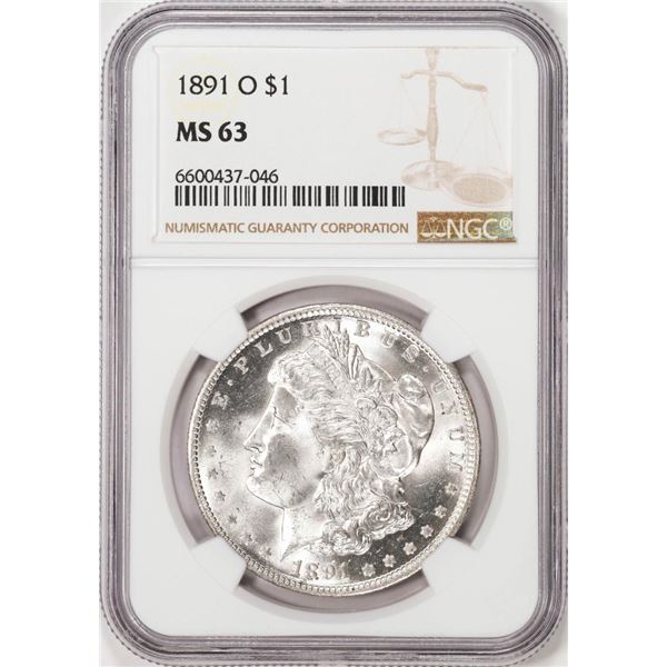 1891-O $1 Morgan Silver Dollar Coin NGC MS63