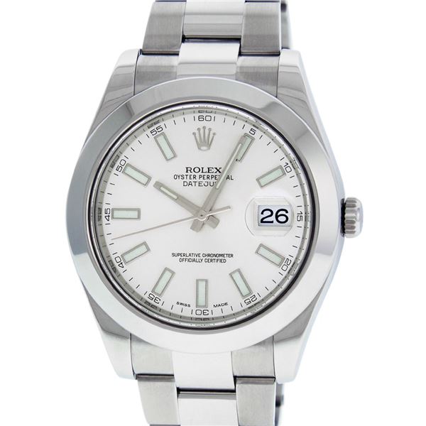 Rolex Men's Stainless Steel White Index Datejust 2 Wristwatch