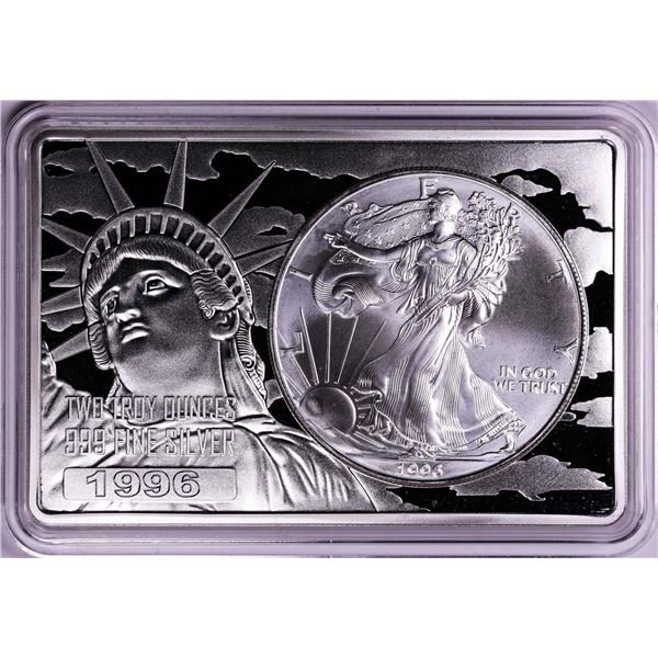 1996 $1 American Silver Eagle Coin & 2oz Silver Bar Set