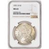 Image 1 : 1921-D $1 Morgan Silver Dollar Coin NGC MS63