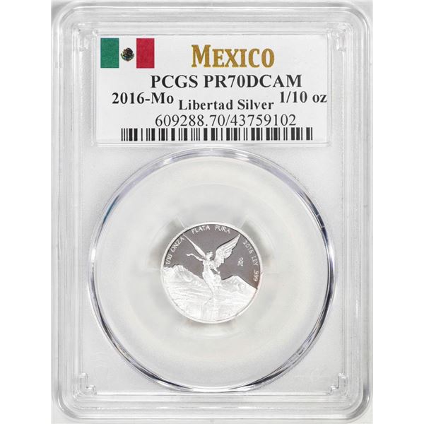 2016-Mo Mexico Proof 1/10 oz Silver Libertad Coin PCGS PR70DCAM