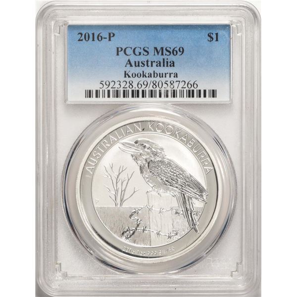 2016-P $1 Australia Kookaburra Silver Coin PCGS MS69