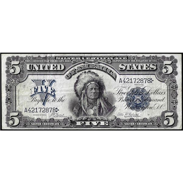 1899 $5 Indian Chief Silver Certificate Note