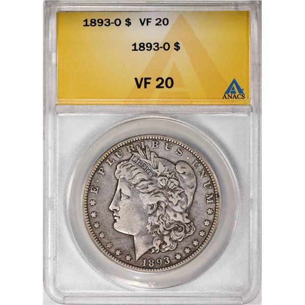 1893-O $1 Morgan Silver Dollar Coin ANACS VF20