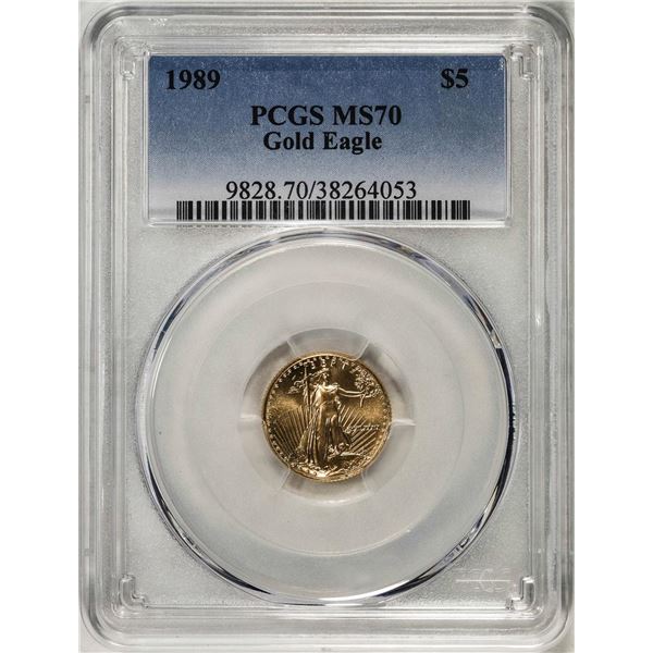 1989 $5 American Gold Eagle Coin PCGS MS70