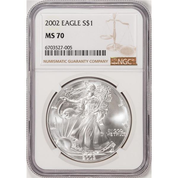 2002 $1 American Silver Eagle Coin NGC MS70