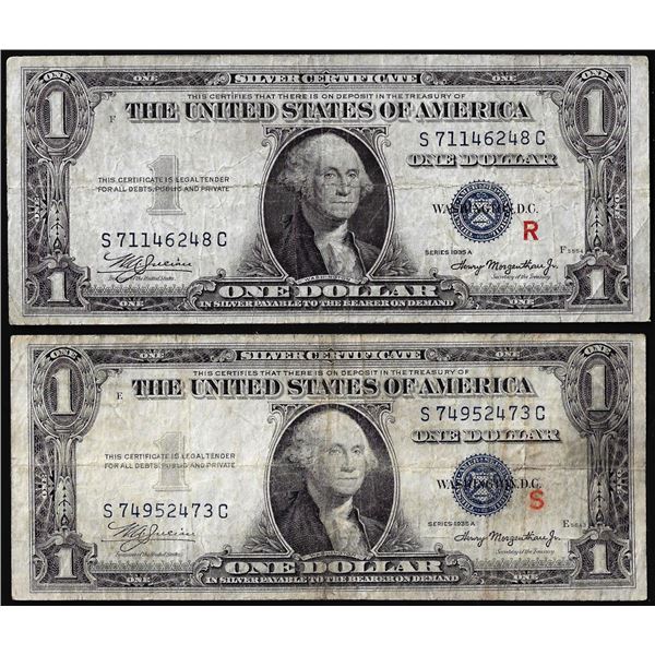 Pair of 1935A $1 Experimental "R" & "S" Silver Certificate Notes