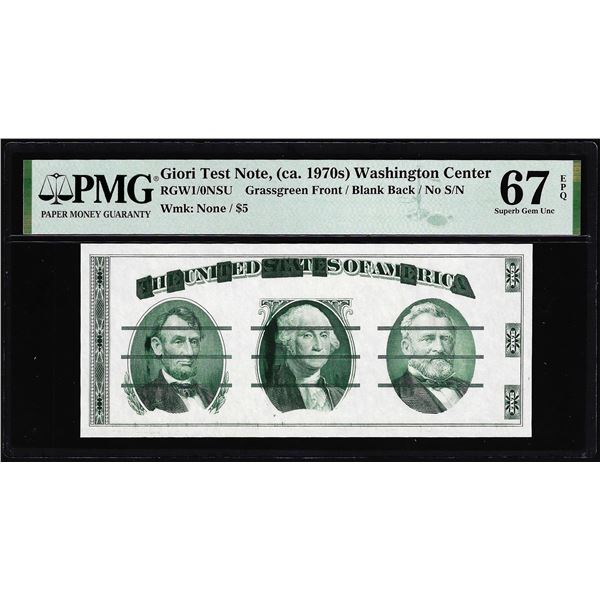 Circa 1970's Washington Center Giori Test Note PMG Superb Gem Uncirculated 67EPQ