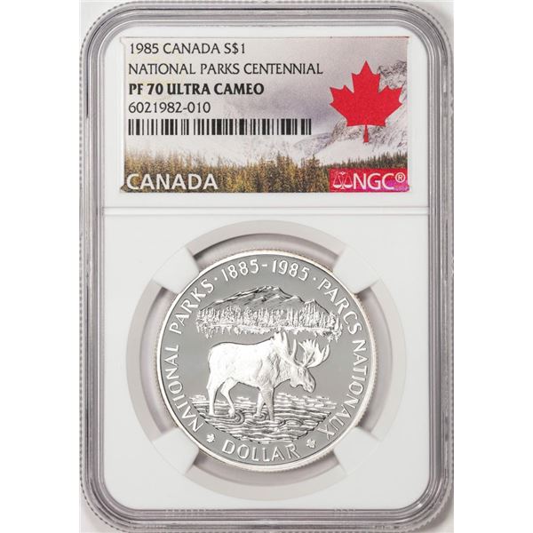 1985 Canada $1 Proof National Parks Centennial Silver Coin NGC PF70 Ultra Cameo