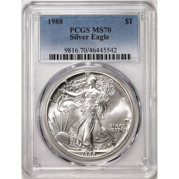 1988 $1 American Silver Eagle Coin PCGS MS70