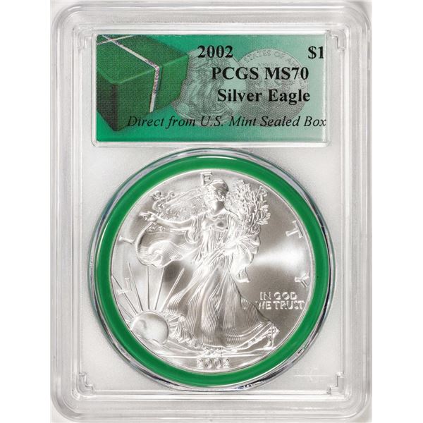 2002 $1 American Silver Eagle Coin PCGS MS70 Direct From U.S. Mint Sealed Box