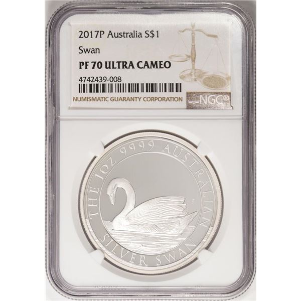 2017P $1 Australia Swan Proof Silver Coin NGC PF70 Ultra Cameo