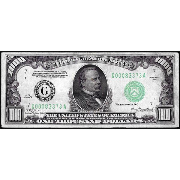 1934 $1,000 Federal Reserve Note Chicago