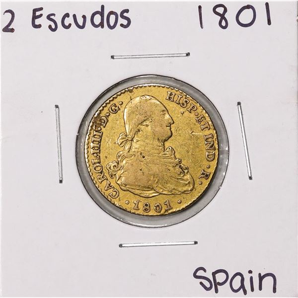 1801 Spain 2 Escudos Gold Coin