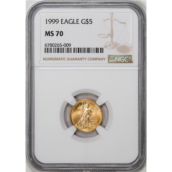 1999 $5 American Gold Eagle Coin NGC MS70