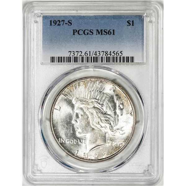 1927-S $1 Peace Silver Dollar Coin PCGS MS61