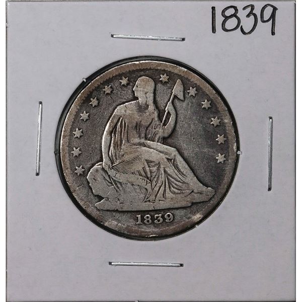 1839 No Drapery Seated Liberty Half Dollar Coin