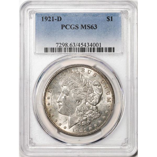 1921-D $1 Morgan Silver Dollar Coin PCGS MS63