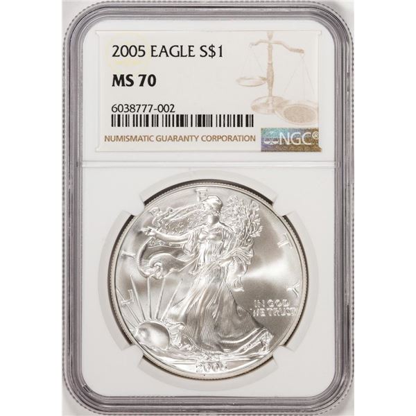 2005 $1 American Silver Eagle Coin NGC MS70