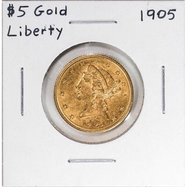 1905 $5 Liberty Head Half Eagle Gold Coin