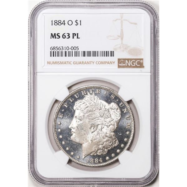 1884-O $1 Morgan Silver Dollar Coin NGC MS63 PL
