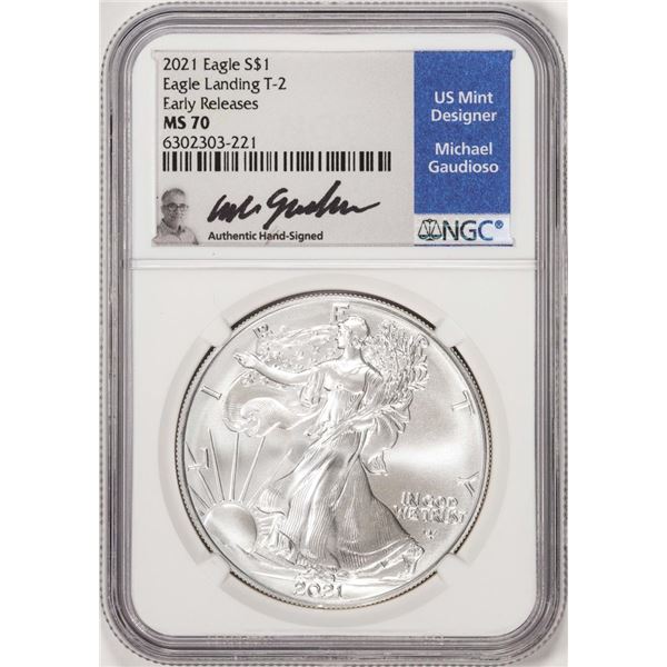 2021 Type 2 $1 American Silver Eagle Coin NGC MS70 Early Releases Gaudioso Signature