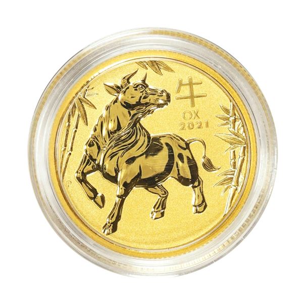 2021 $25 Australia Lunar Year of the Ox 1/4 oz. Gold Coin