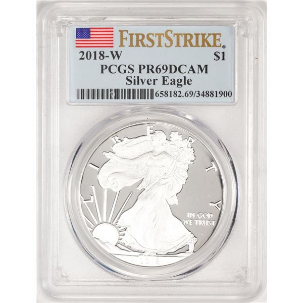 2018-W $1 Proof American Silver Eagle Coin PCGS PR69DCAM First Strike