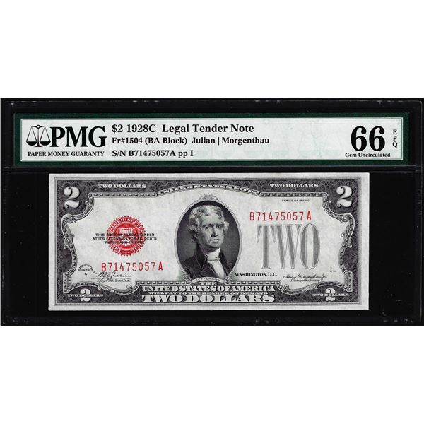 1928C $2 Legal Tender Note Fr.1504 PMG Gem Uncirculated 66EPQ