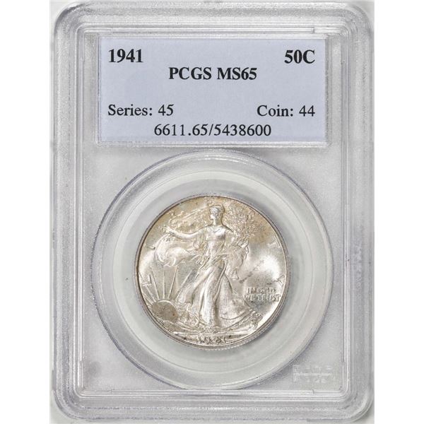 1941 Walking Liberty Half Dollar Coin PCGS MS65