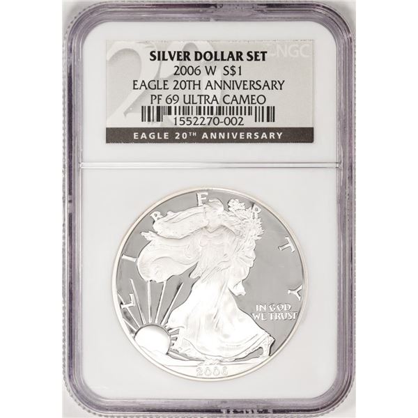 2006-W $1 Proof American Silver Eagle Coin NGC PF69 Ultra Cameo 20th Anniversary