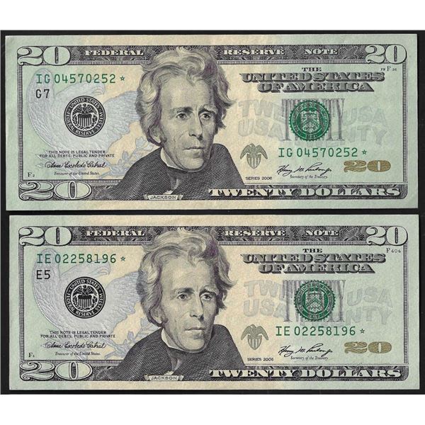 Lot of (2) 2006 $20 Federal Reserve Star Notes