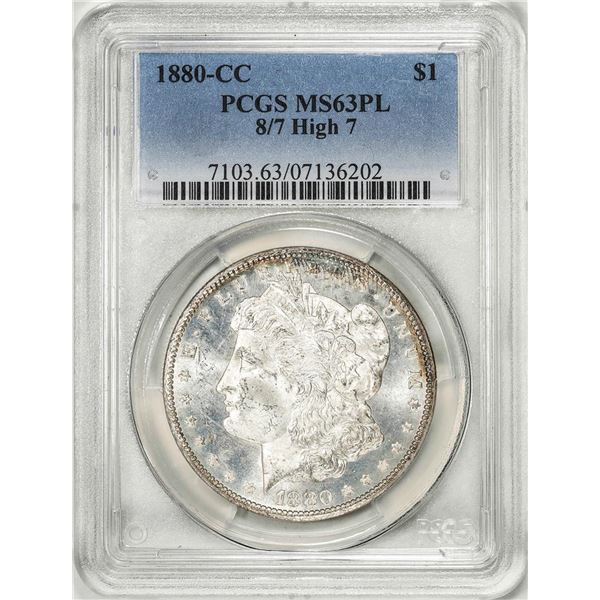 1880-CC 8/7 High 7 $1 Morgan Silver Dollar Coin PCGS MS63PL