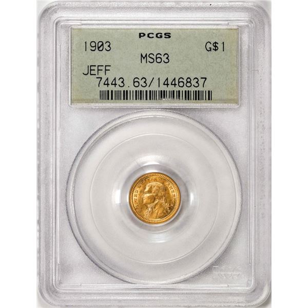 1903 $1 Jefferson Louisiana Purchase Commemorative Gold Dollar Coin PCGS MS63 OGH