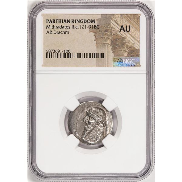 c.121-91 BC Parthian Kingdom Mithradates II AR Drachm Ancient Coin NGC AU