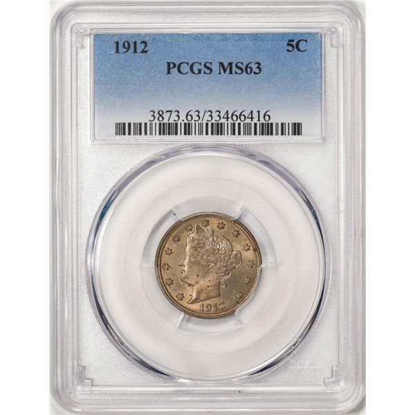 1912 Liberty V Nickel Coin PCGS MS63