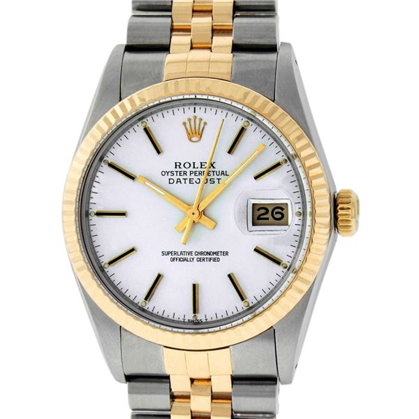 Rolex Men's Two Tone Silver Index Datejust Wristwatch