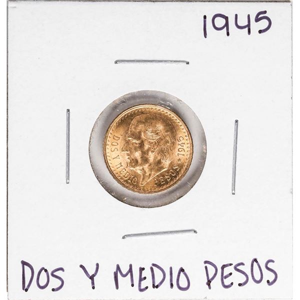 1945 Mexico Dos Y Medio Pesos Gold Coin