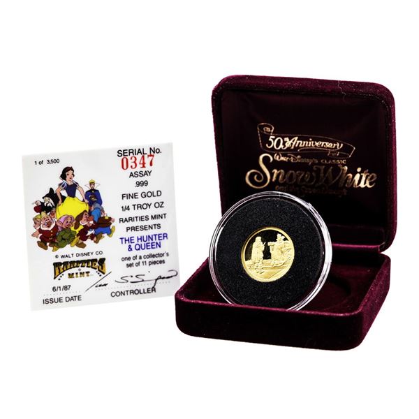 Rarities Mint 1987 Disney The Hunter & Queen 1/4oz Gold Coin with Box and COA