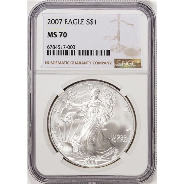 2007 $1 American Silver Eagle Coin NGC MS70