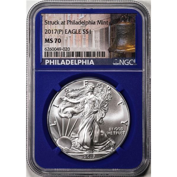 2017(P) $1 American Silver Eagle Coin NGC MS70 Struck at Philadelphia