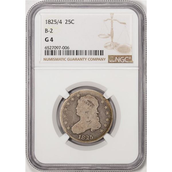 1825/4 B-2 Capped Bust Quarter Coin NGC G4