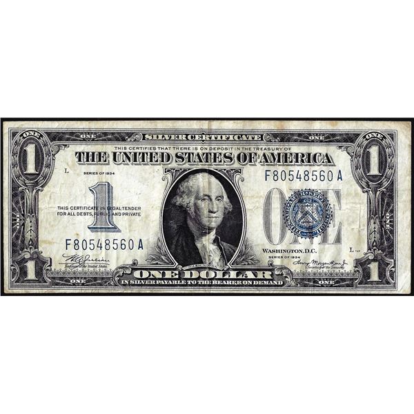 1934 $1 Funnyback Silver Certificate Note