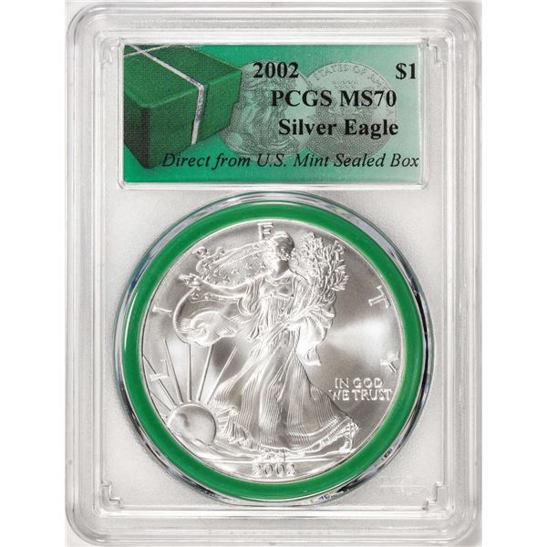 2002 $1 American Silver Eagle Coin PCGS MS70 Direct From U.S. Mint Sealed Box