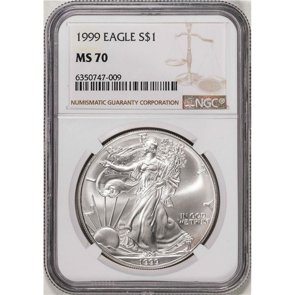 1999 $1 American Silver Eagle Coin NGC MS70